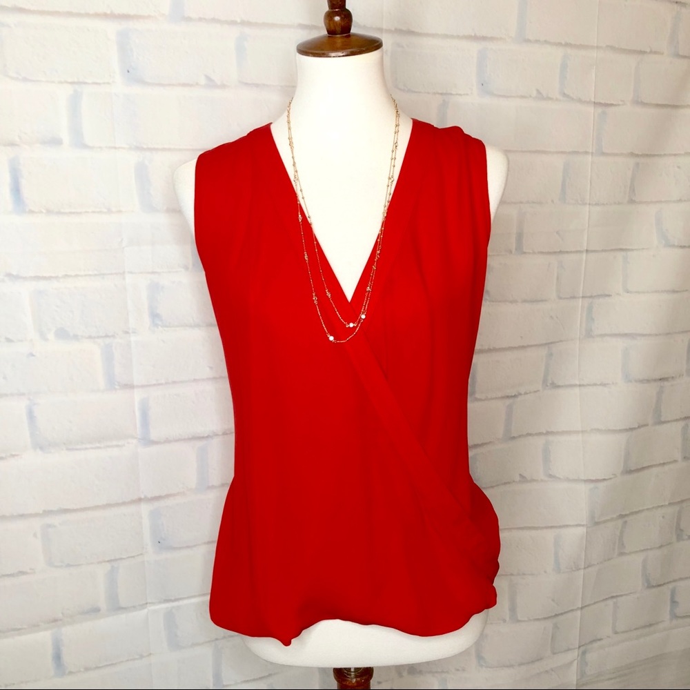 P A R K E R : Red Silk Wrap Top - image 2